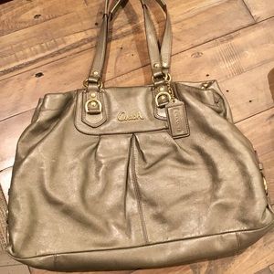 Coach gunmetal leather purse